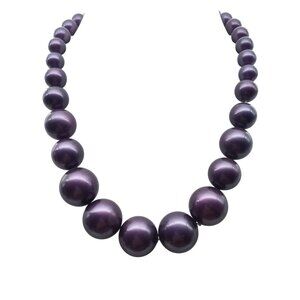 Vintage Purple Beaded Necklace Statement Jewelry, Elegant Eggplant Graduated Str